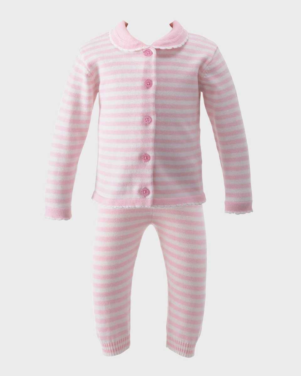 Girl's Two-Piece Striped Knitted Set, Size 3M-24