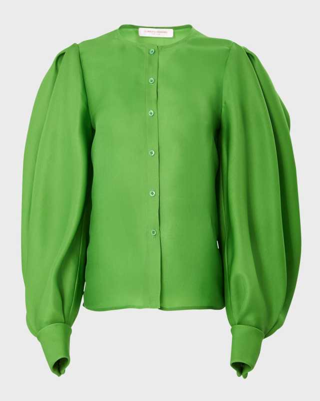 Puff Sleeve Button-Front Top