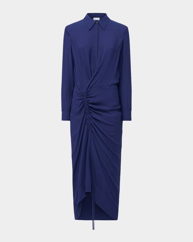 Bianca Ruched Matte Crepe Midi Shirtdress