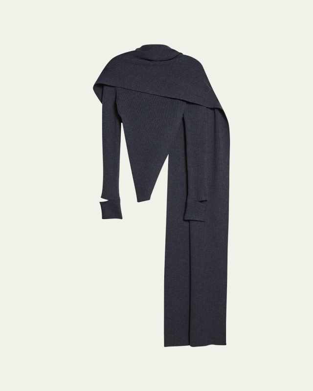 Draped Rib-Wool Top