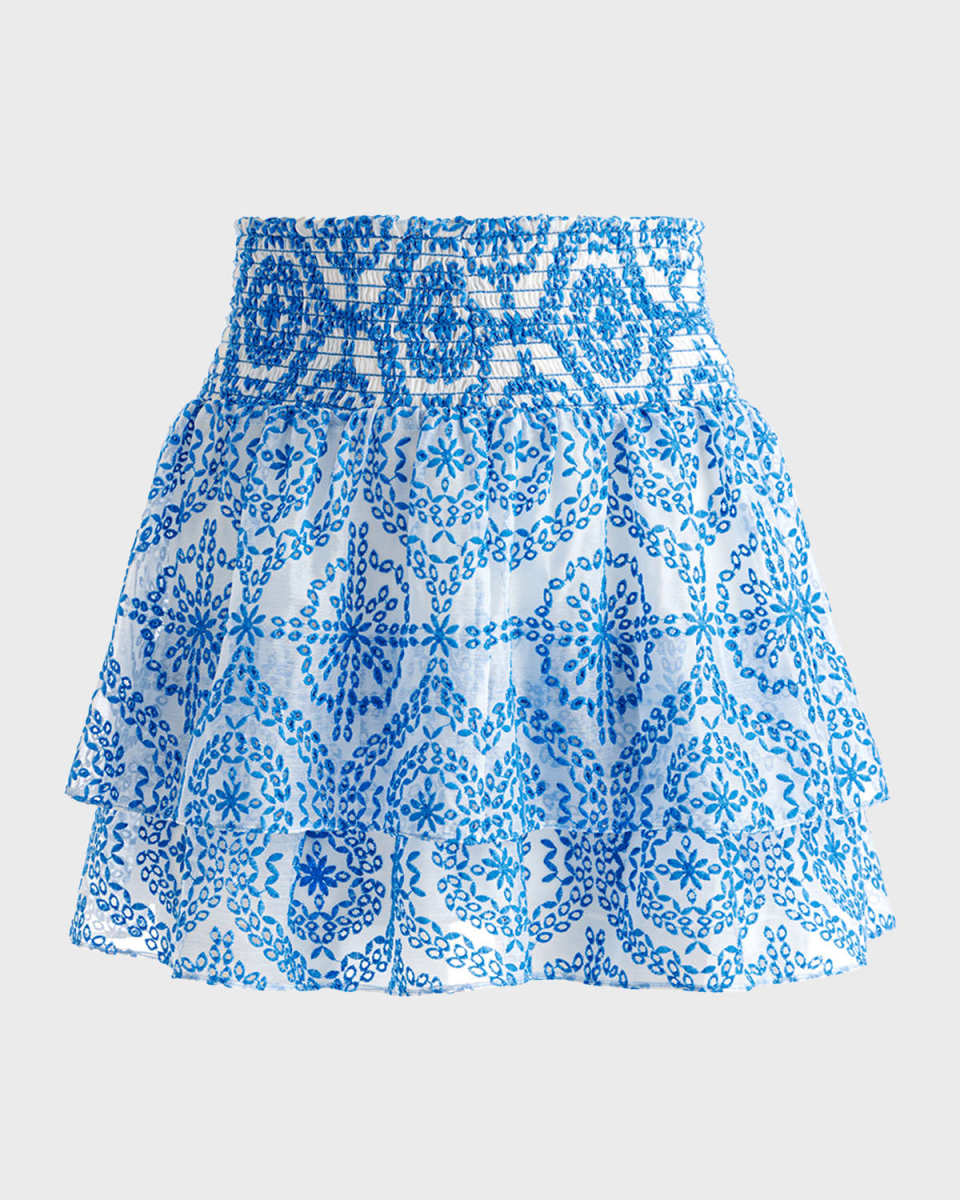 Bethie Embroidered Ruffle Mini Skirt