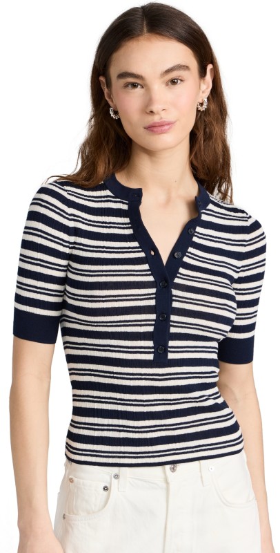 A. L.C. Fisher Top Navy/White