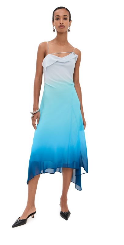 Acne Studios Degrade Chiffon Strap Dress Blue