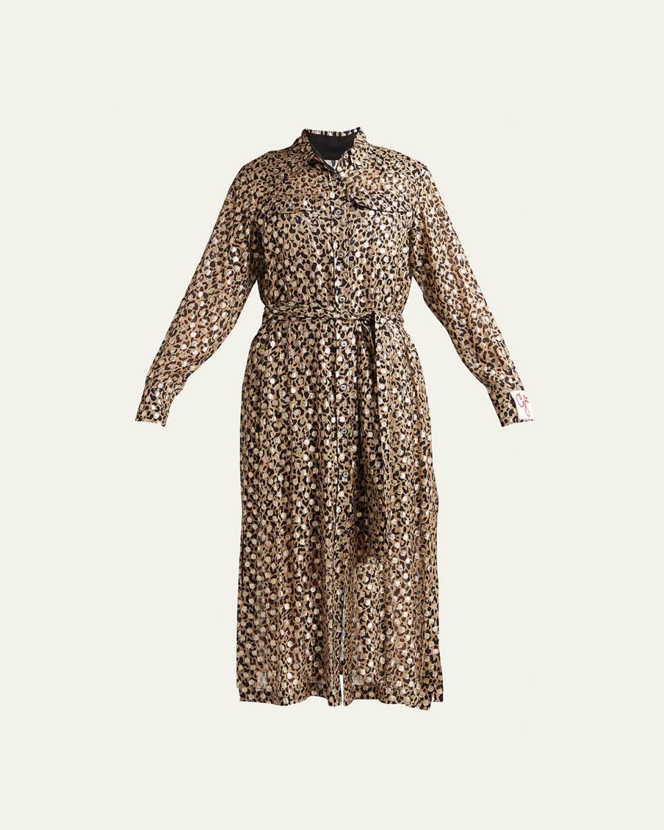 Leopard-Print Fil Coupe Shirtdress