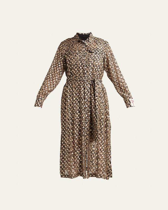 Leopard-Print Fil Coupe Shirtdress