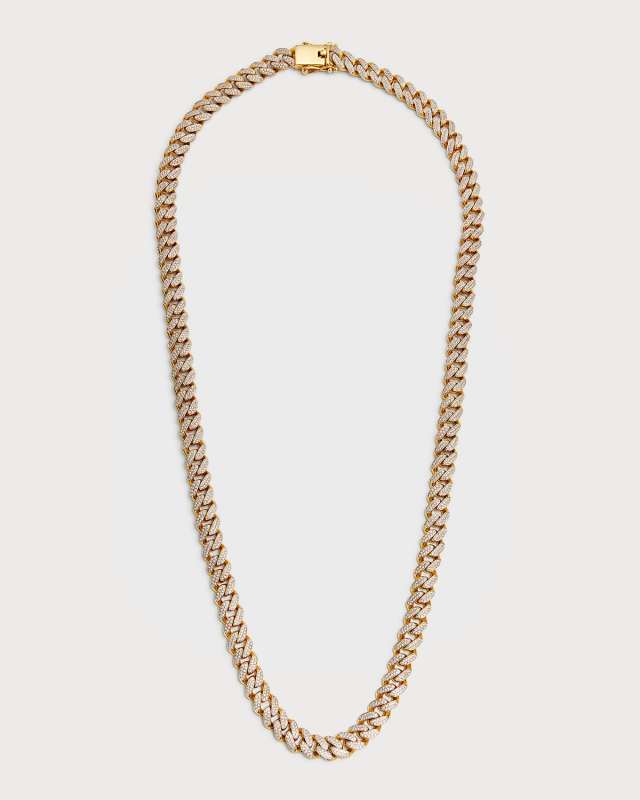 18K Yellow Gold Diamond Curb Link Chain, 30"L