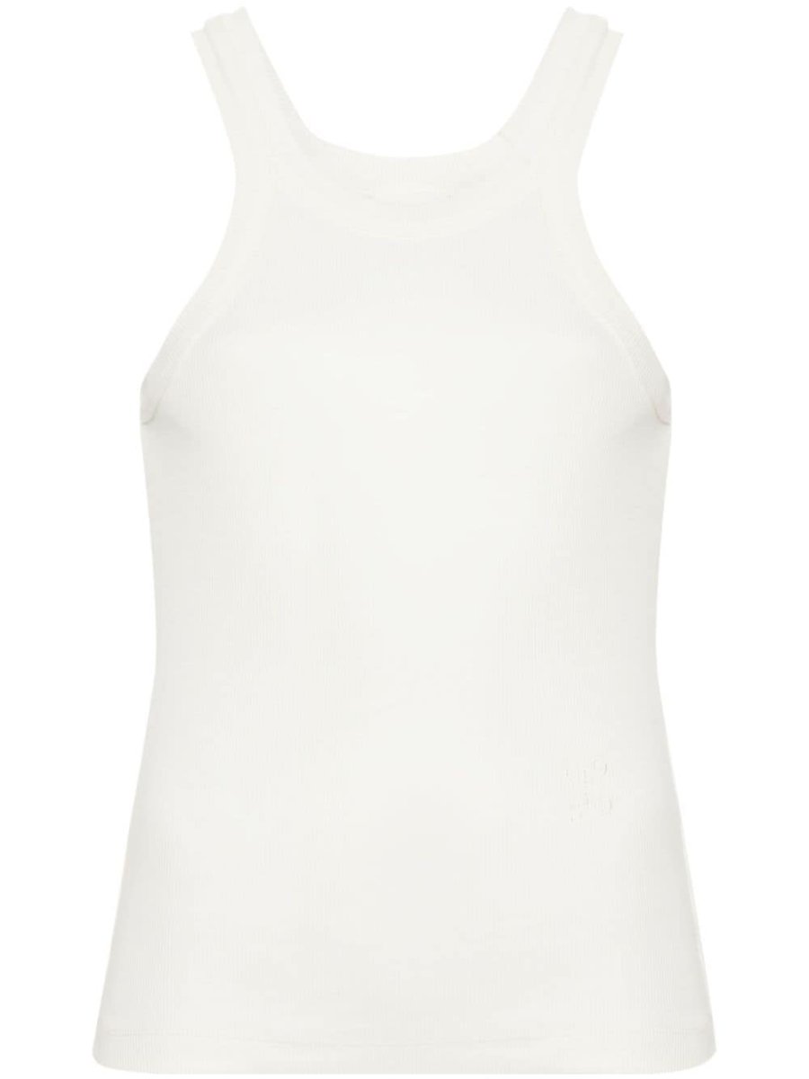 logo-embroidered ribbed tank top