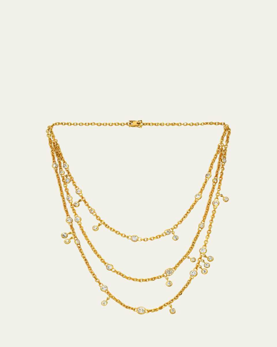 18K Yellow Gold Draped Diamond Fairy Chain Necklace