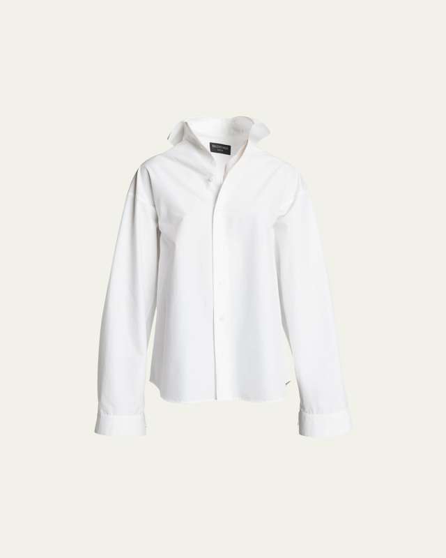 Kick Collar Oversized Poplin Shirt