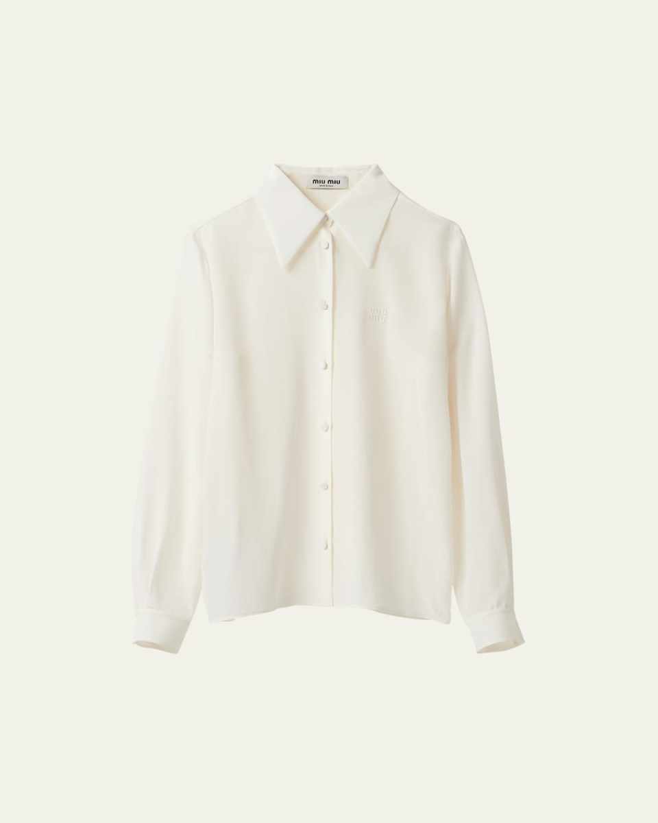 Crepe De Chine Collared Blouse
