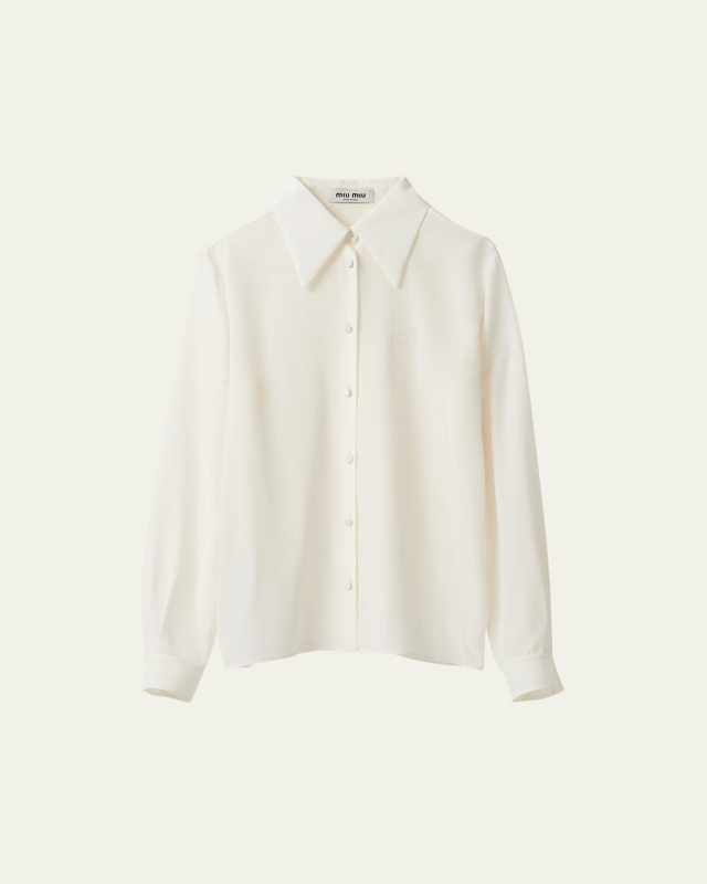 Crepe De Chine Collared Blouse