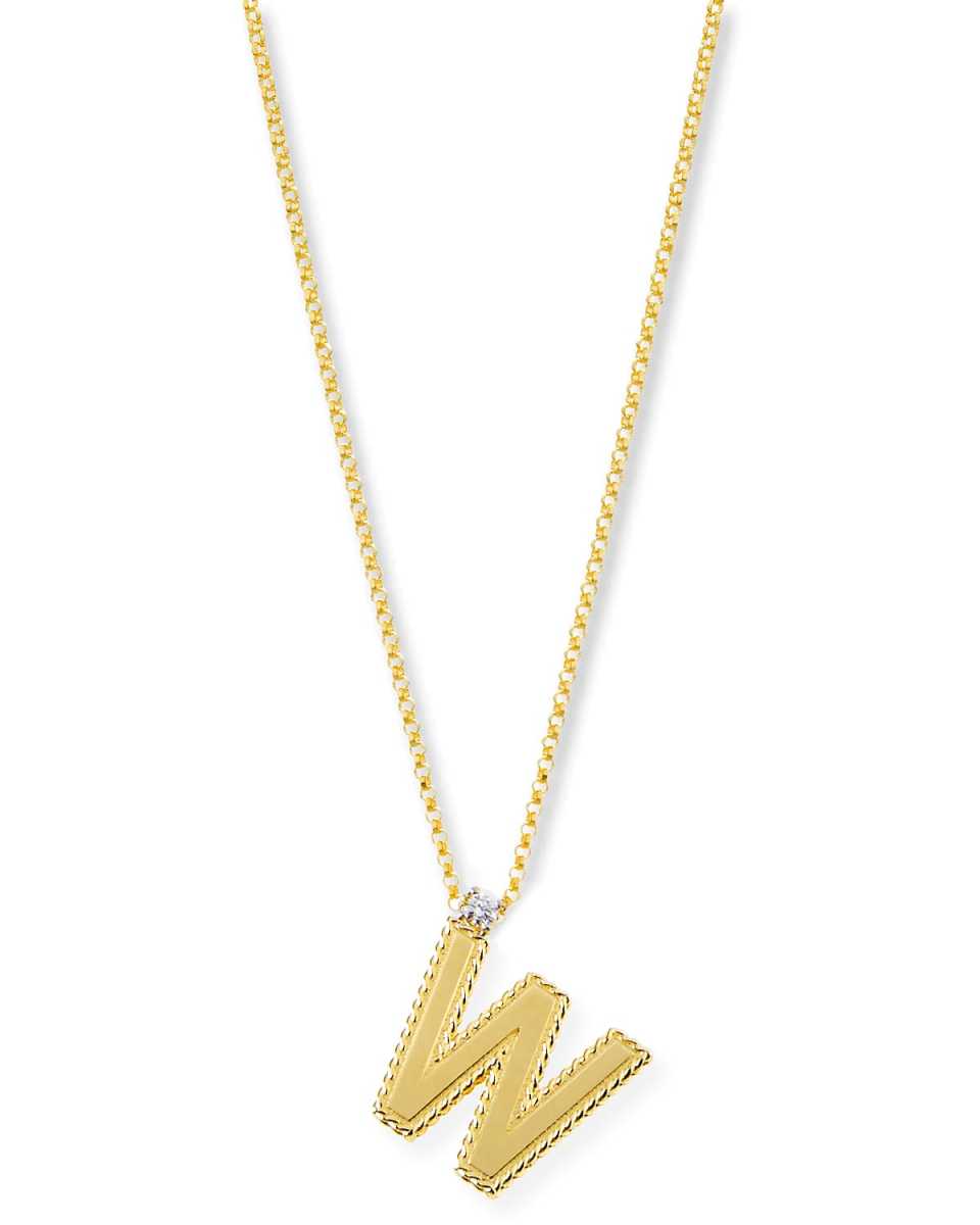 Princess 18K Yellow Gold Diamond Initial Necklace, W