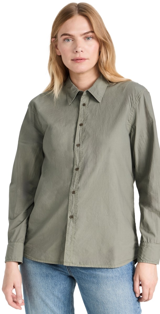 Nili Lotan Raphael Classic Shirt Admiral Green