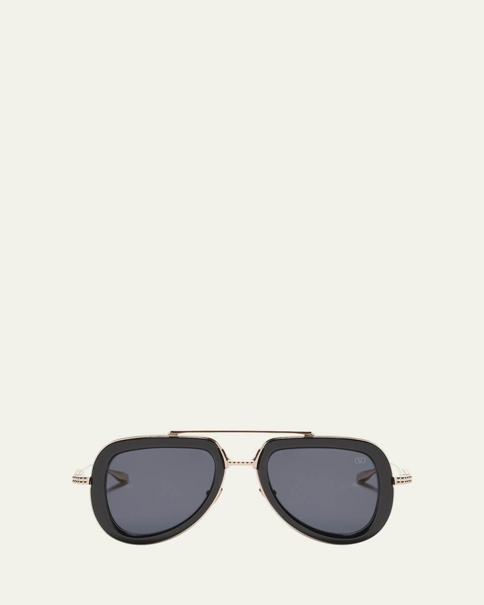 V-Story Titanium & Acetate Aviator Sunglasses