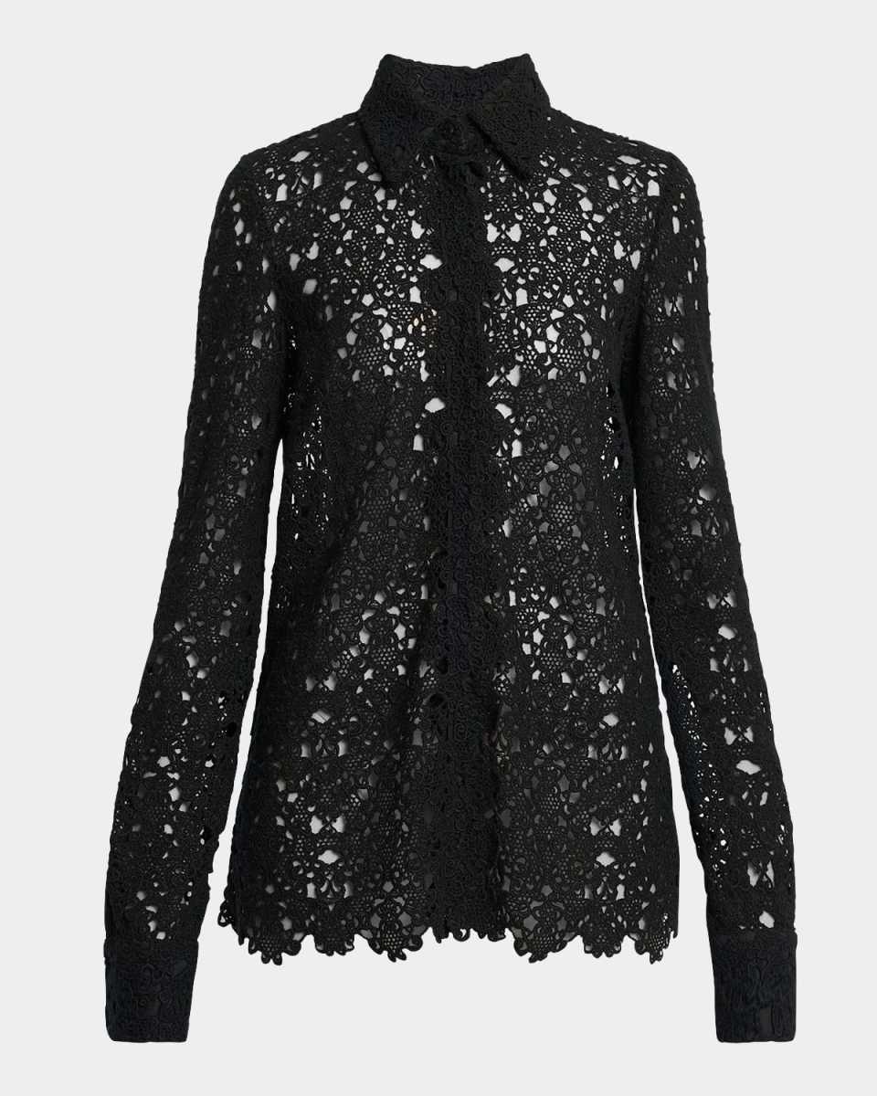Heath Cashmere Lace Button-Down Shirt