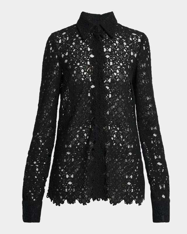 Heath Cashmere Lace Button-Down Shirt