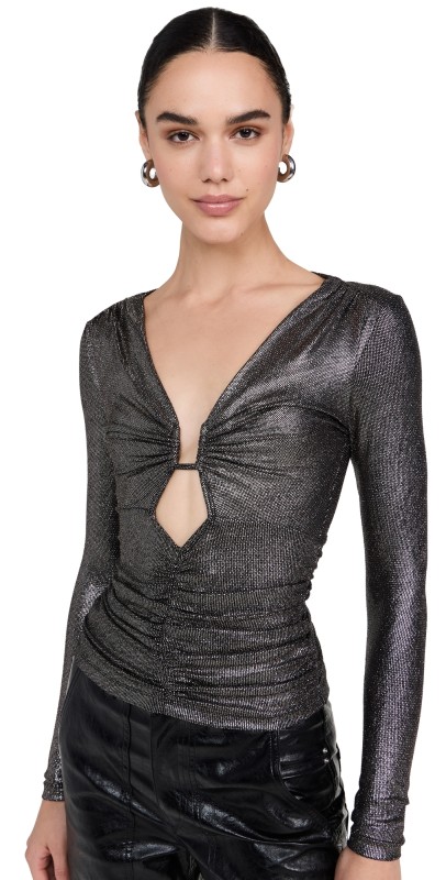 Isabel Marant Étoile Buffy Blouse Metallic Black