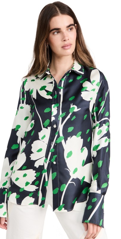 Monse Back Cowl Detail Floral Shirt Midnight Multi
