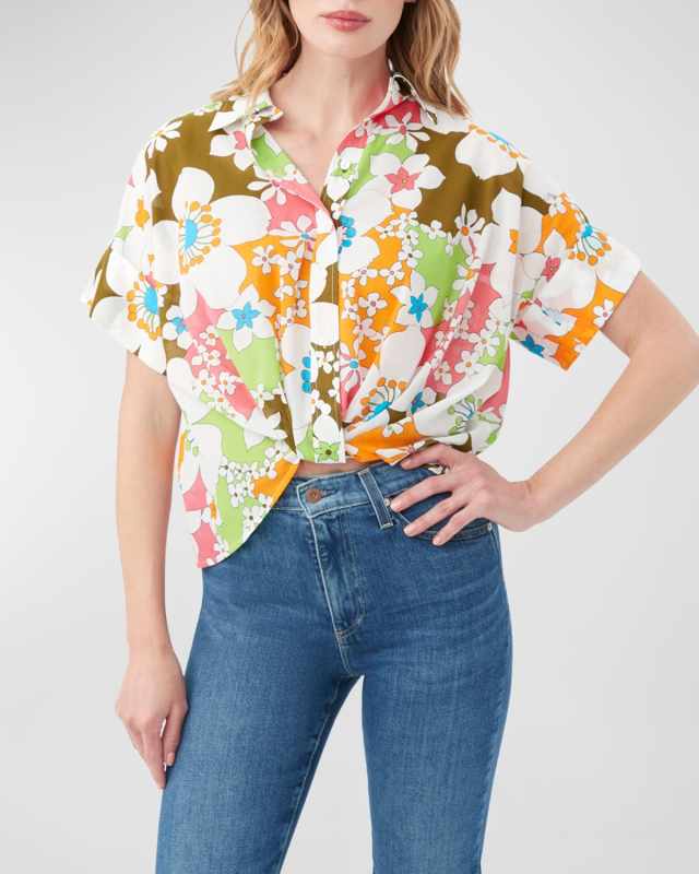 Coty Floral-Print Cotton Voile Top