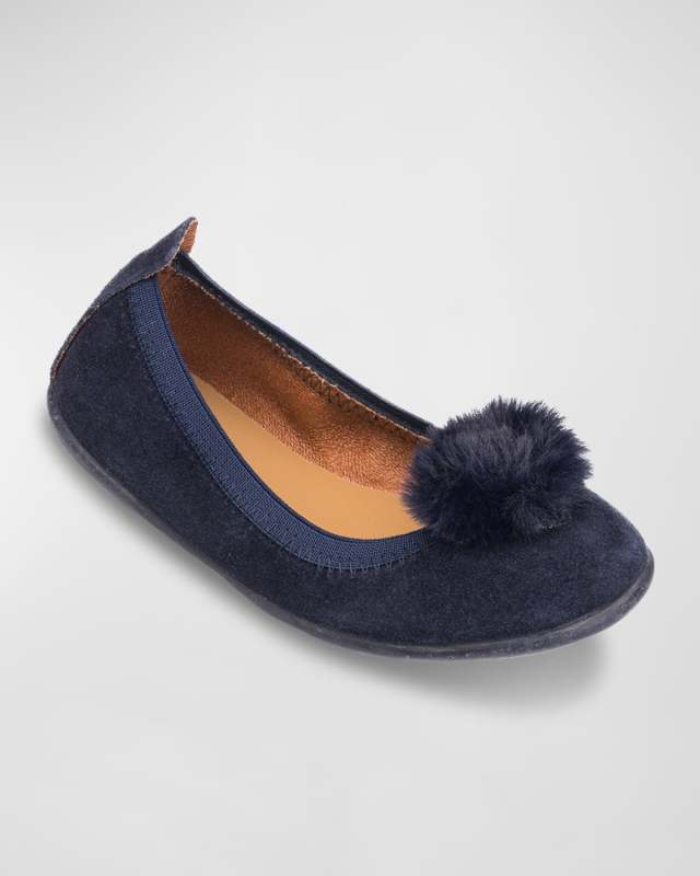 Girl's PomPom Ballerina Flats, Toddlers/Kids