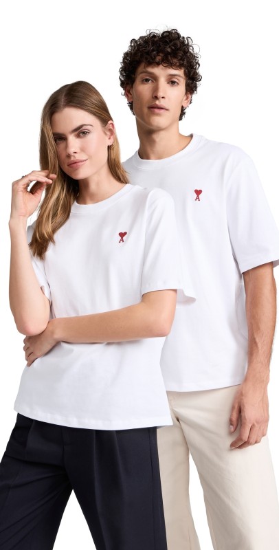 AMI Red AMI De Coeur Unisex T-Shirt White