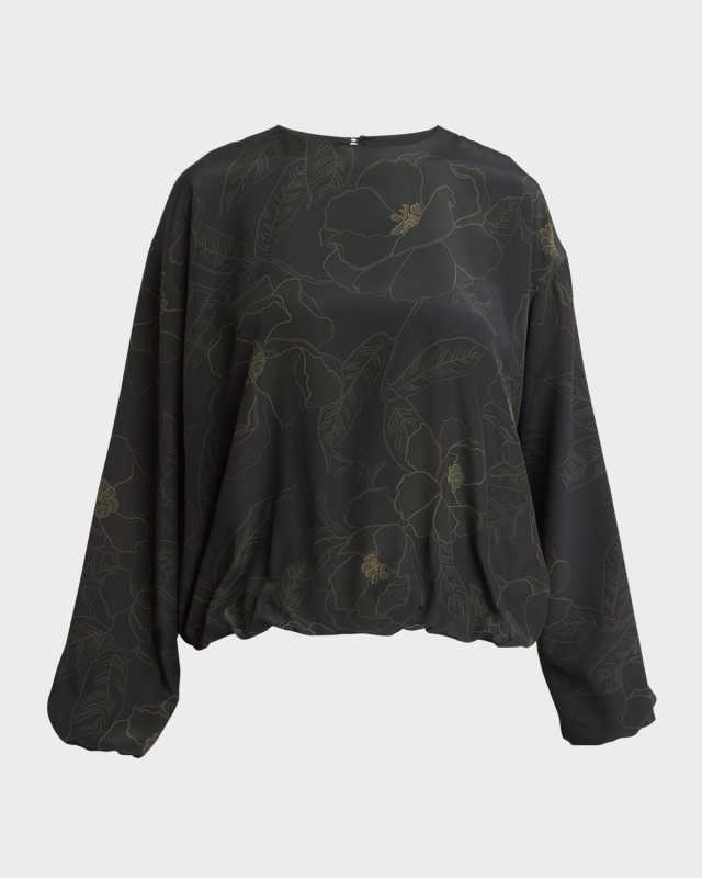 Capo Floral Print Shirt with Elastic Hem