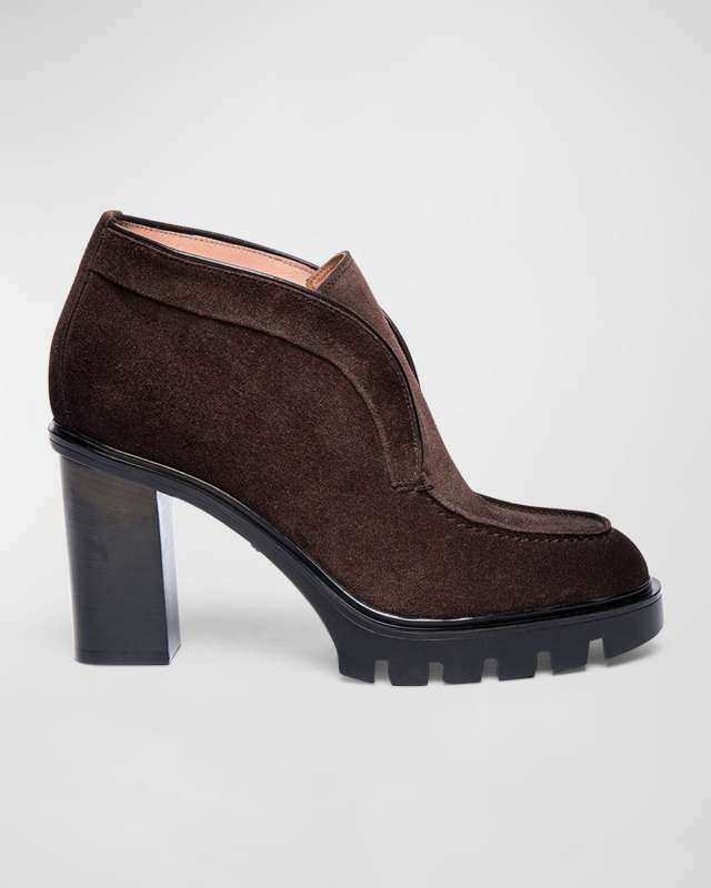 Geneva Suede Heeled Slip-On Loafers