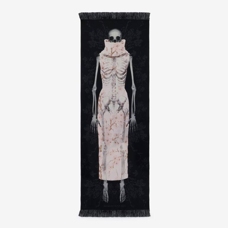 Alexander McQueen Women's Black Blossom Skeleton Stole (Wool, Polyester, Silk & Acetate)