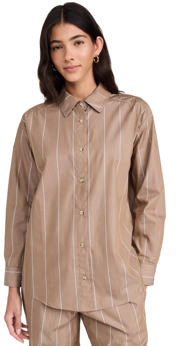 DONNI. The Pop Popover Top Mushroom Stripe