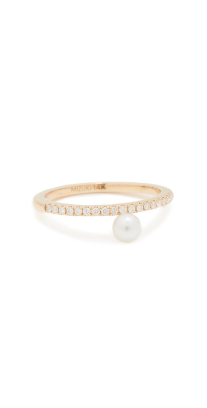 Mizuki 14k Pearl Pave Ring Gold/Pearl