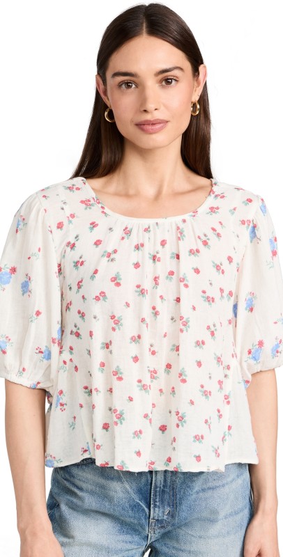 Free People Chloe Printed Top Tea Combo