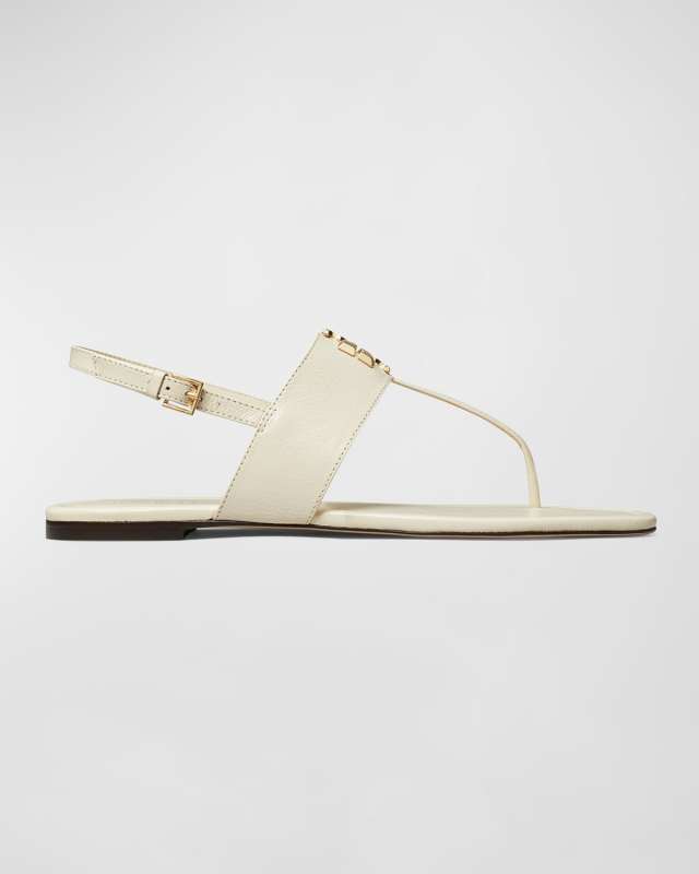Eleanor Leather Medallion Flat Thong Sandals
