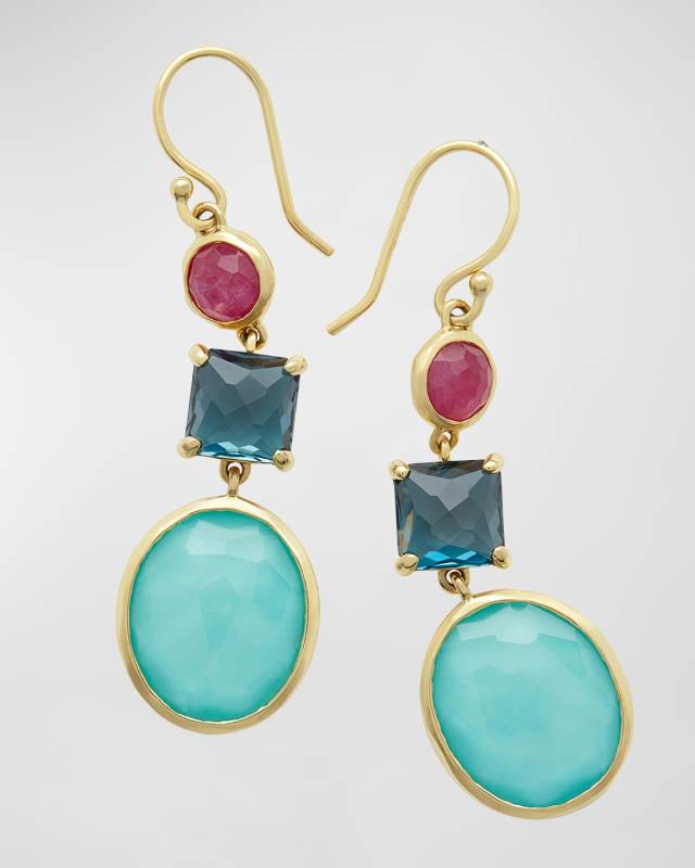 3-Stone Drop Earrings in 18K Gold