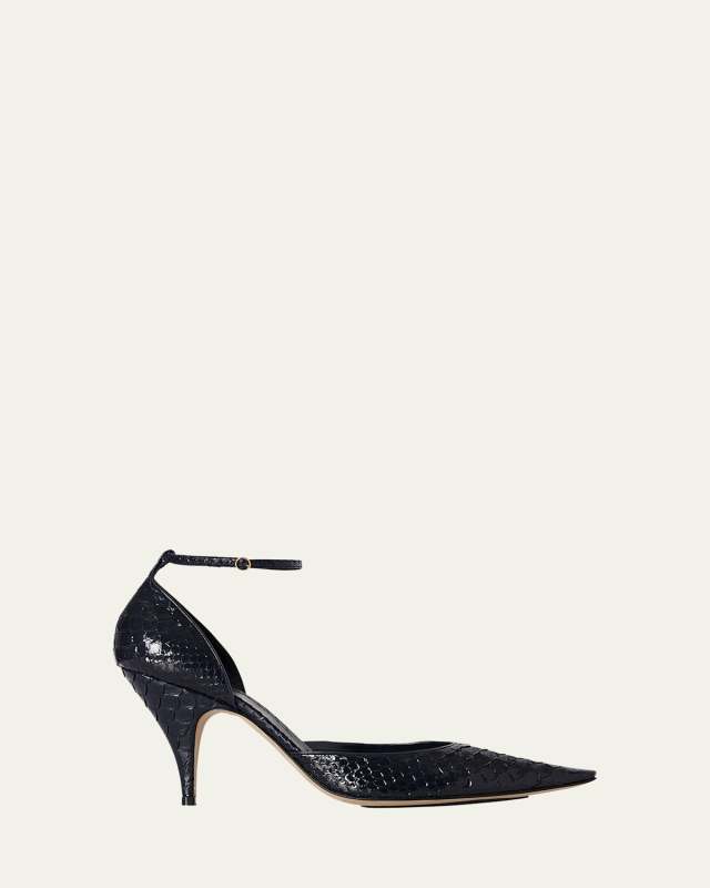 Liisa Python D'Orsay Ankle-Strap Pumps