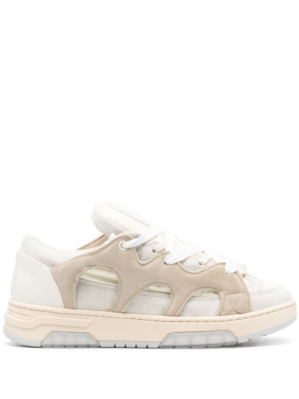 panelled padded leather sneakers