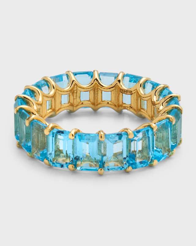 18K Yellow Gold New Classic Blue Topaz Ring