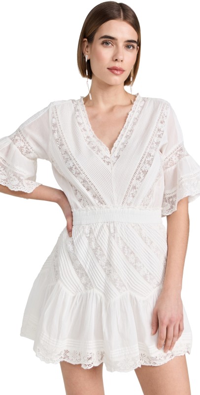 LoveShackFancy Calamina Dress Bright White