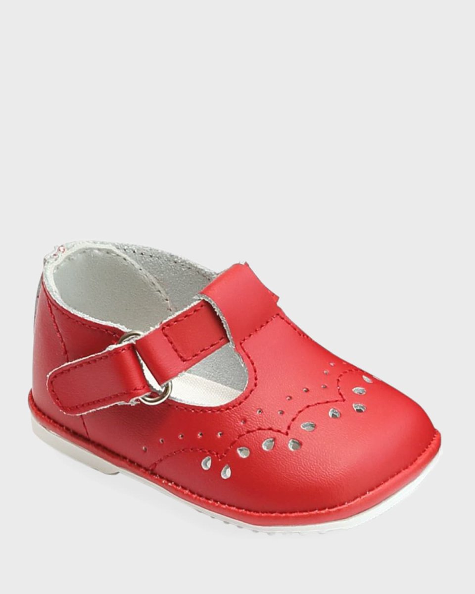 Girl's Birdie Leather T-Strap Brogue Mary Jane, Baby