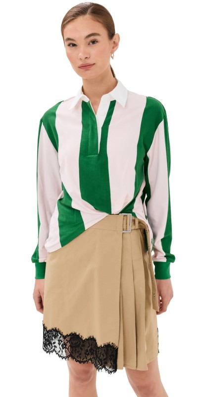 3.1 Phillip Lim Rugby Shirt Combo Mini Dress Green-Blush