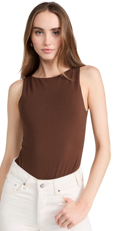 Ambitionist High Neck Thong Tank Brown