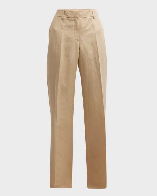 Sullivan Straight-Leg Silk-Linen Pants