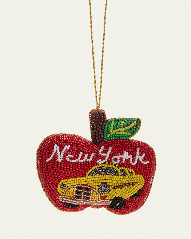 NY Beaded Apple Taxi Ornament