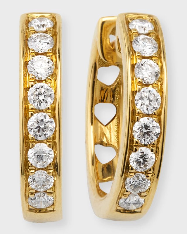 18K Yellow Gold Diamond Tiny Hoop Earrings