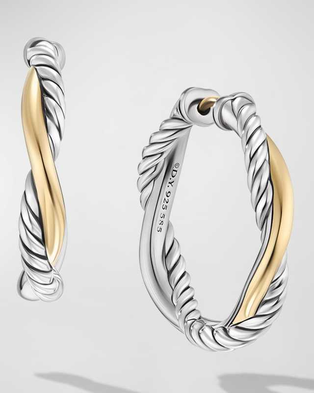 Petite Infinity Hoop Earrings in Silver and 14K Gold, 4mm, 0.68"L
