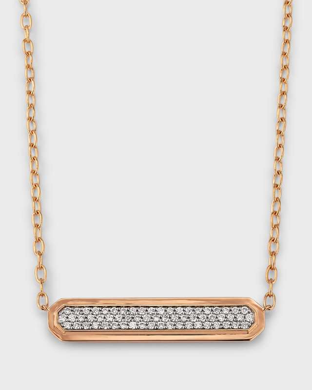 Carrington 18K Rose Gold and Diamond ID Bar Necklace