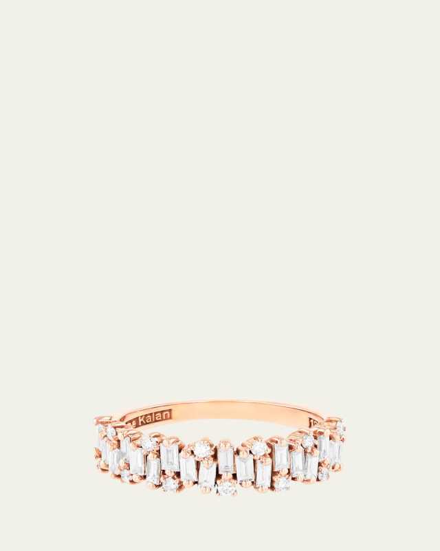 18K Rose Gold Half-Band Diamond Ring