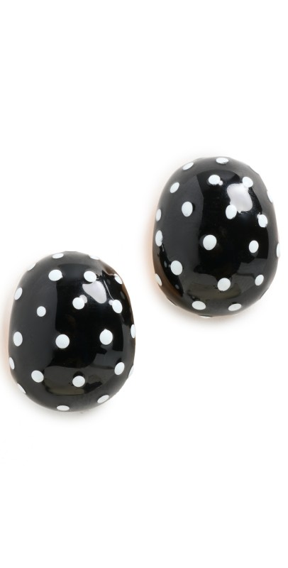 Kenneth Jay Lane Domed Hoop Earrings Black/ Whit