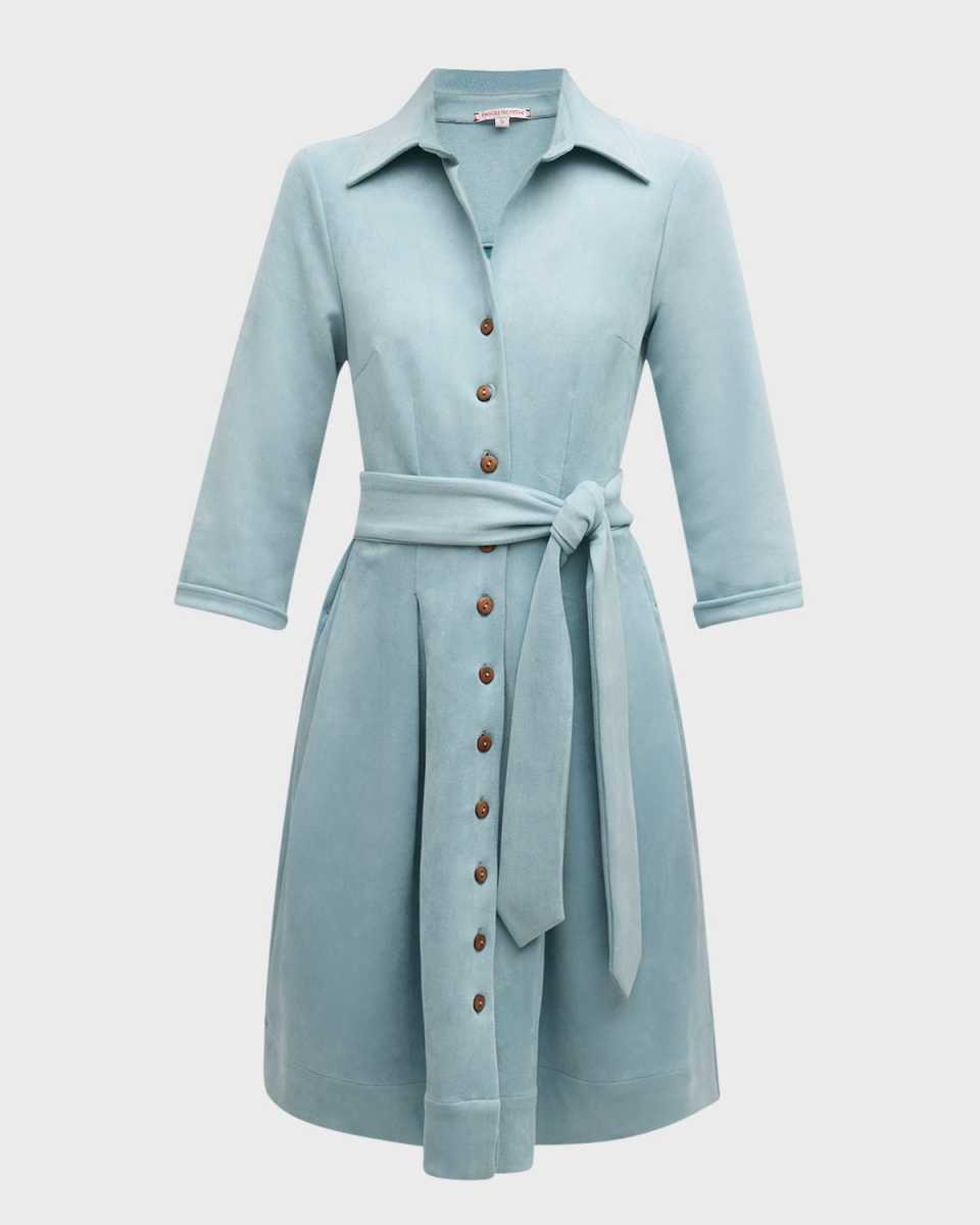 Bellini Pleated Sueded Shirtdress
