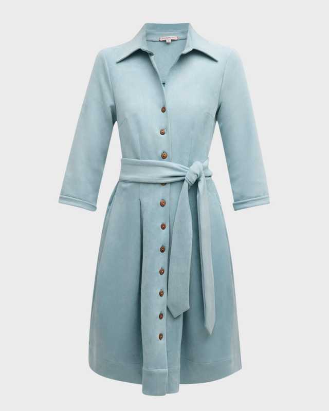 Bellini Pleated Sueded Shirtdress