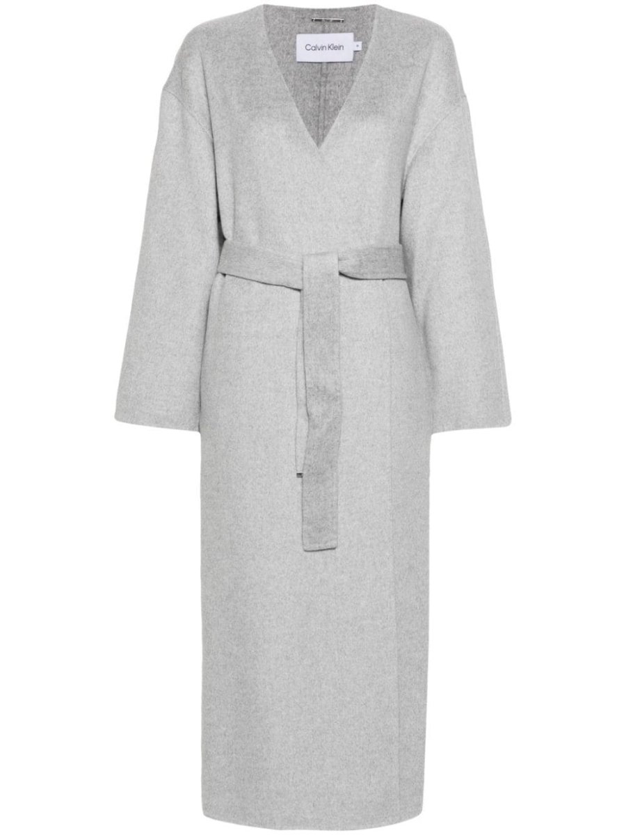 wrap-design belted coat